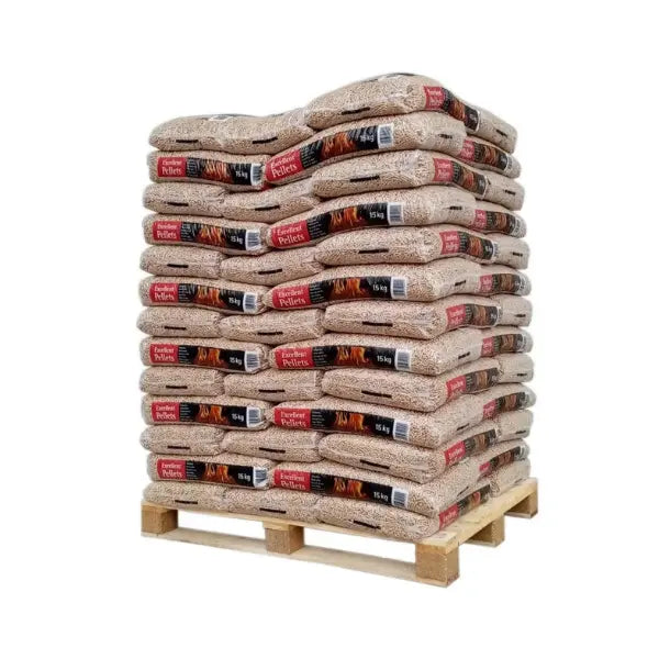 Holzpellets ENplus A1 DINplus 975 kg Palette (65×15 kg) bis 4,9 kWh/kg Nadelholz 6 mm Frankreich