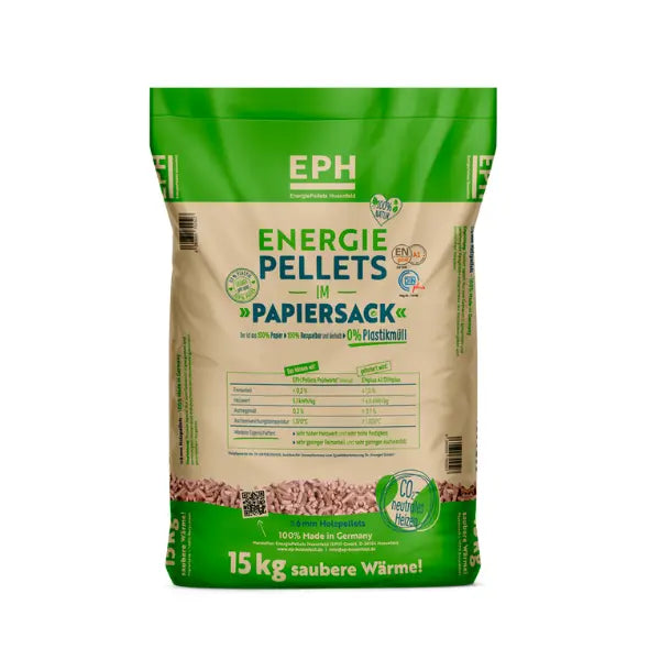 EPH Holzpellets ENplus A1 975 kg Palette 65x15 kg 6 mm Nadelholz Heizwert ≥4,6 kWh/kg