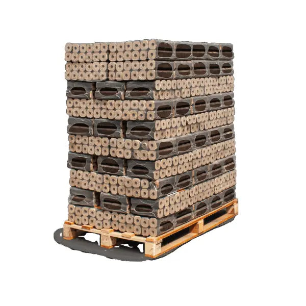 Heizfuxx PiniKay Octagon Hartholzbriketts 960 kg Palette 96x10 kg achteckig mit Loch Heizwert ≥4,8 kWh/kg
