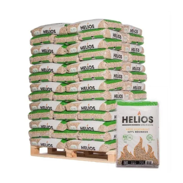 HELIOS Holzpellets ENplus A1 DINplus 975 kg Palette (65×15 kg) Heizwert >4,7 kWh/kg Nadelholz 6 mm