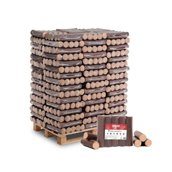 Spark Hartholzbriketts Buche Rund 960 kg Palette 96x10 kg Kaminbriketts Heizwert ≥4,8 kWh/kg